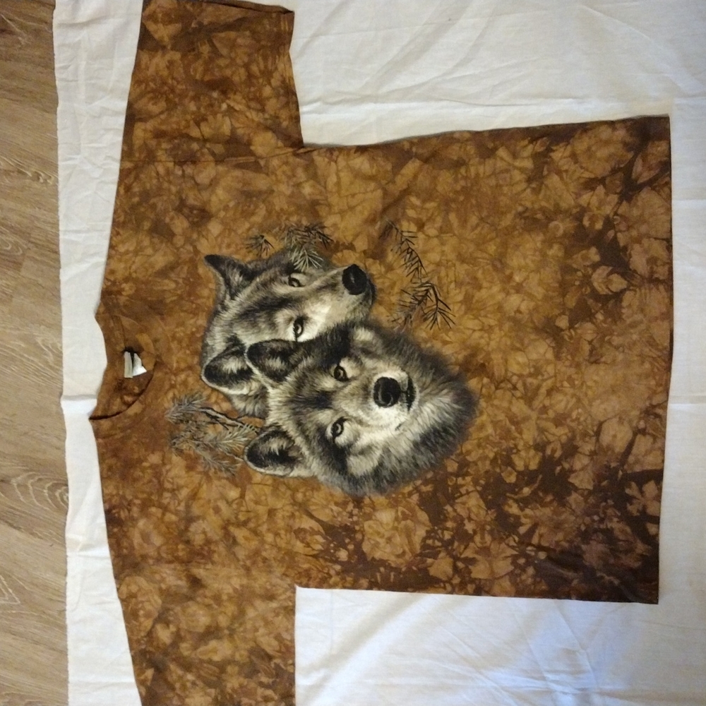 VTG 90's LIQUID BLUE  Tie Dyed Wolves T-Shirt "Timber Mates" - Larry Fanning  XL